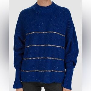 THE KOOPLES Paris Wool / Cashmere Blend Sweater Blue with Beading Size Medium